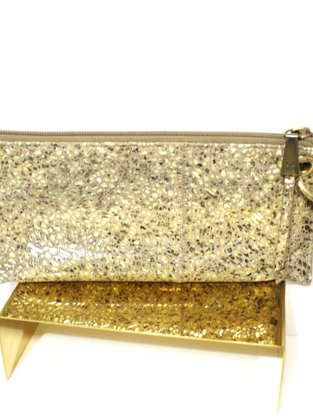 Hobo, Multicolored Leather Clutch, with Wrist Straps. Gold Hardware